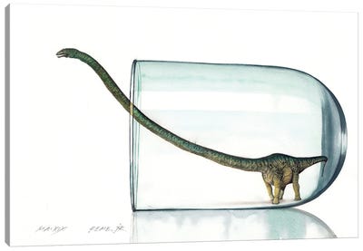 Dinosaur In Glass II Canvas Art Print - Kids Dinosaur Art