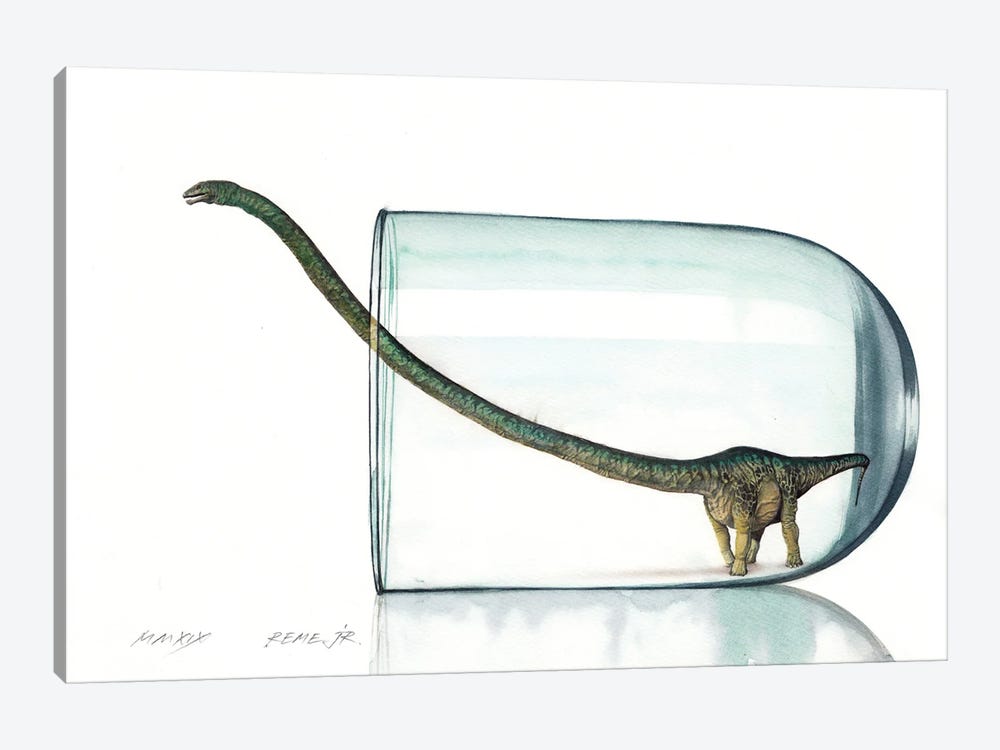 Dinosaur In Glass II by REME Jr 1-piece Canvas Wall Art
