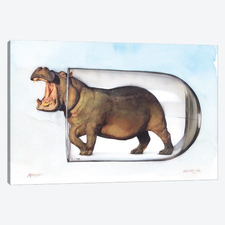 Hippopotamus In Glass II Canvas Print #RJR30} by REME Jr Canvas Artwork