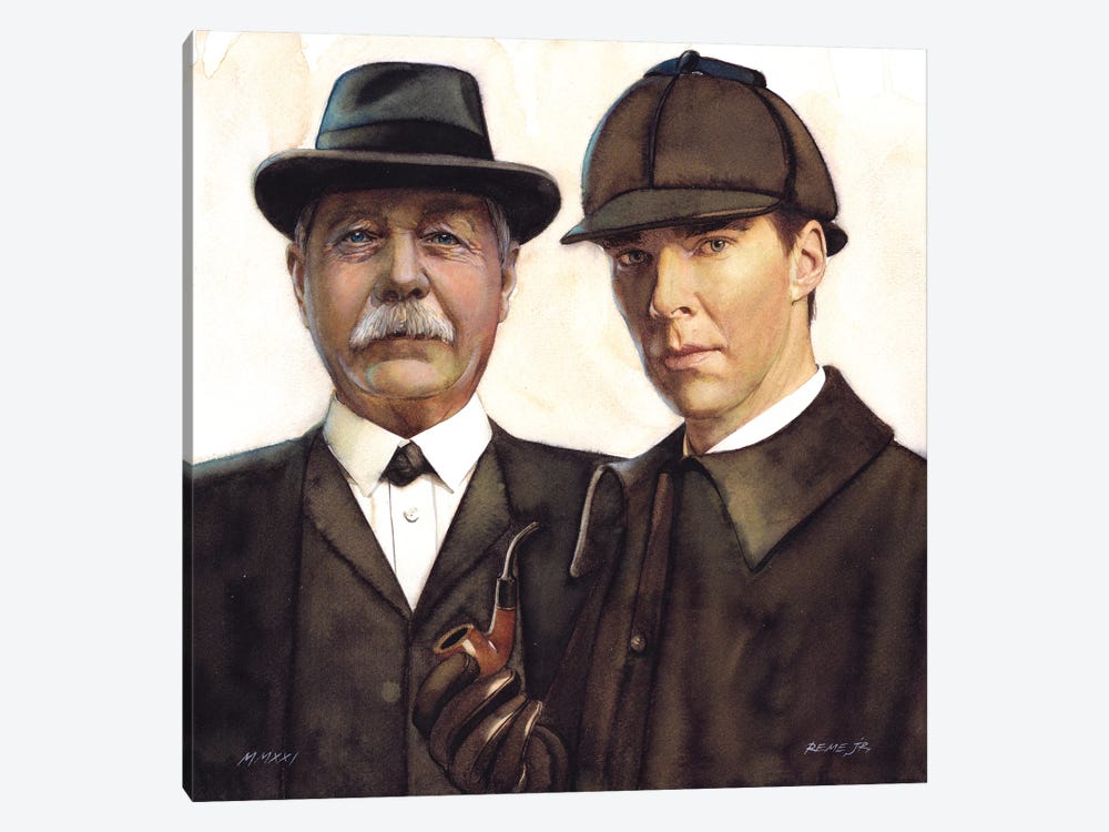 Arthur Conan Doyle And Sherlock Holmes by REME Jr 1-piece Canvas Wall Art