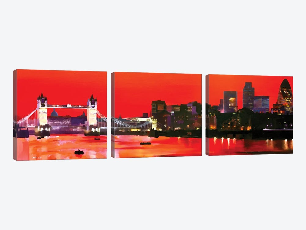 London Sunset by REME Jr 3-piece Canvas Print