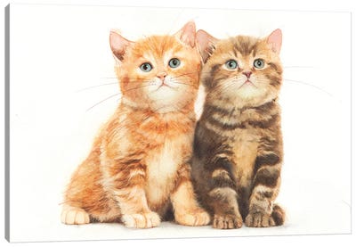 Two Kittens Canvas Art Print - Orange Cat Art