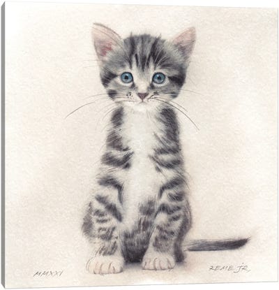 Kitten XXXI Canvas Art Print - Tabby Cat Art