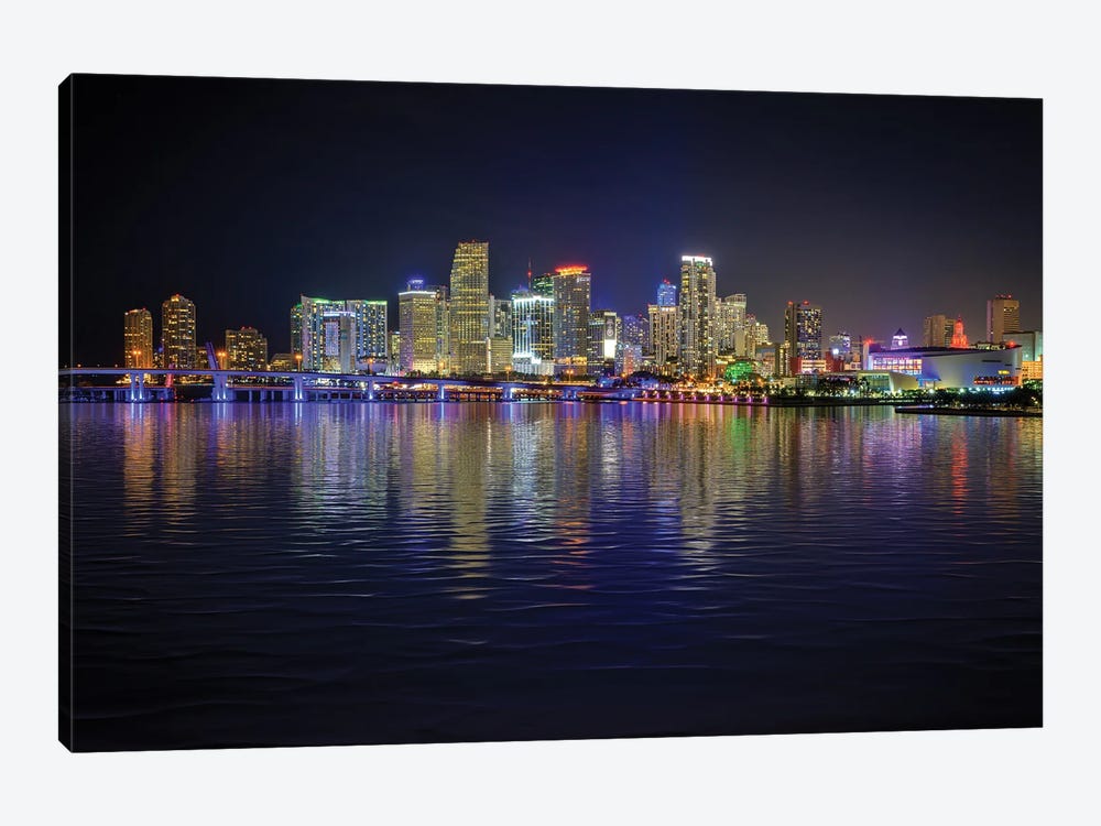Miami Skyline by Rick Berk 1-piece Canvas Art Print