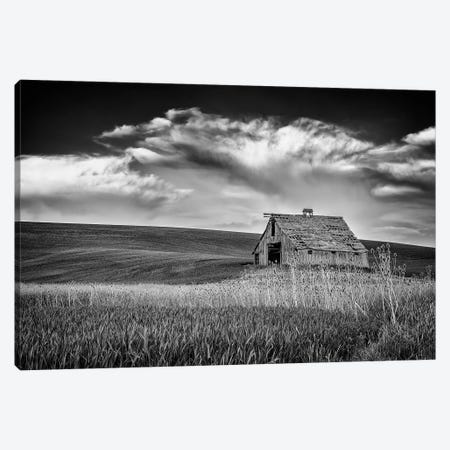 Sunset At The Old Barn Black And White Canvas Print #RKB41} by Rick Berk Canvas Artwork