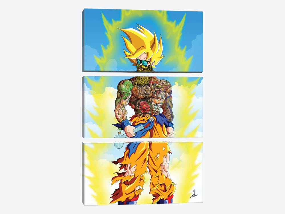 Goku Bong by El Rokk 3-piece Canvas Art Print