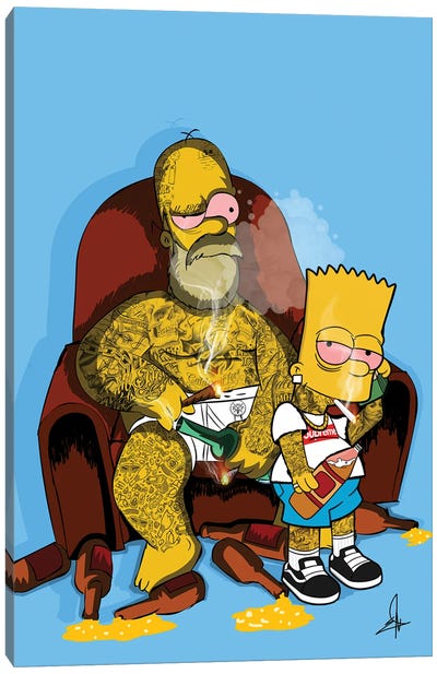 Homer Boss Canvas Art Print - Bart Simpson