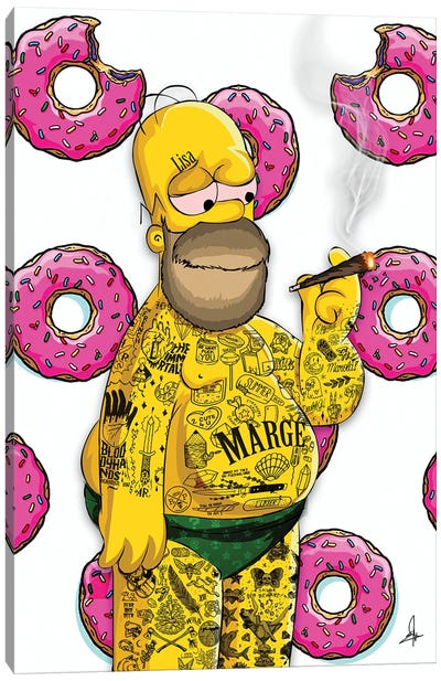 Homer Stoner Canvas Art Print - Marijuana Art
