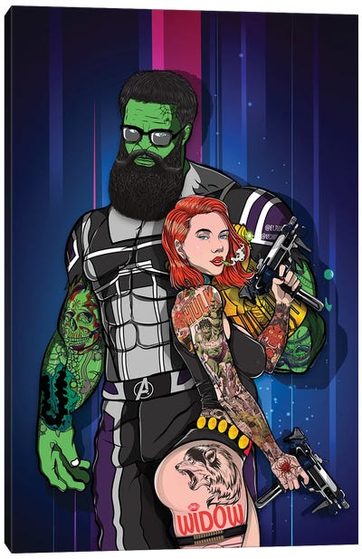 Hulk N Widow Canvas Art Print - El Rokk
