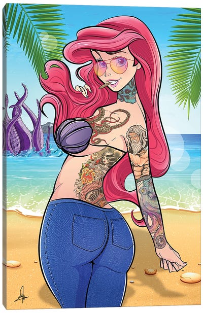 Ariel Beach Canvas Art Print - The Little Mermaid