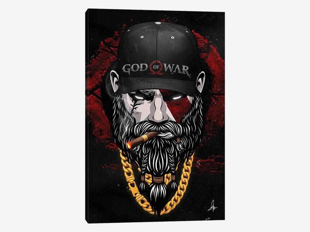 Kratos Face Inprnt by El Rokk 1-piece Canvas Print