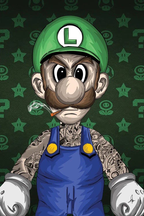 Luigi Bad by El Rokk wall art