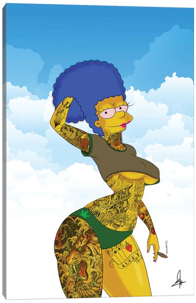 Marge Simp High Canvas Art Print - Marijuana Art