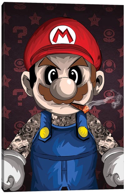 Mario Tee Canvas Art Print - Video Game Character Art