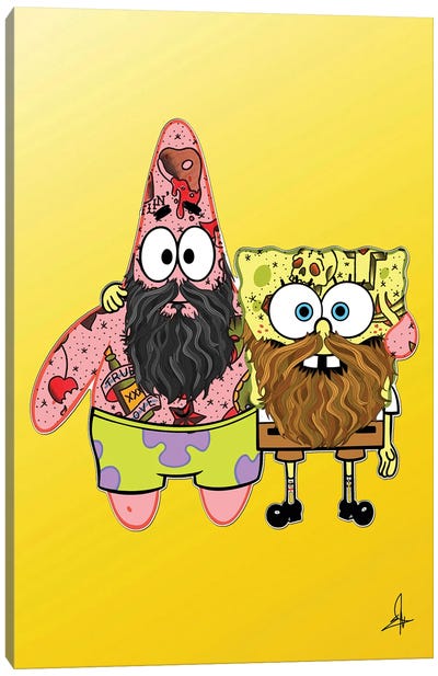 Patrick N Sponge Canvas Art Print - Cartoon & Animated TV Show Art