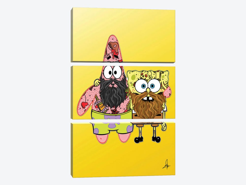 Patrick N Sponge by El Rokk 3-piece Canvas Art Print