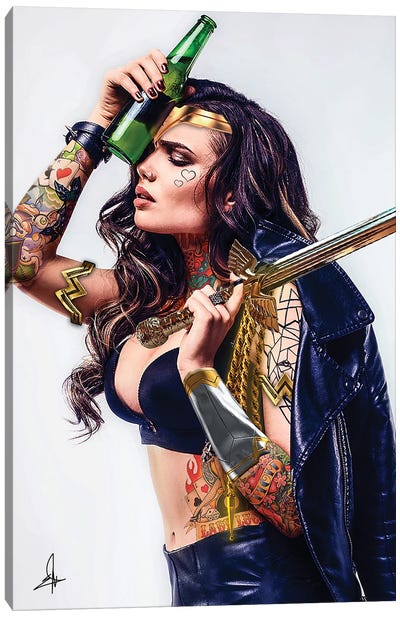 Wonder Woman Beer Canvas Art Print - Gal Gadot