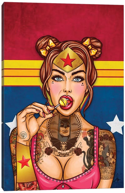 Wonder Woman Pinup Canvas Art Print - El Rokk