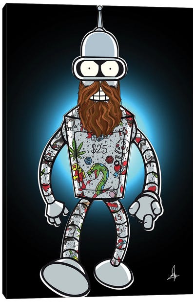 Bender Bearded Canvas Art Print - Cartoon & Animated TV Show Art
