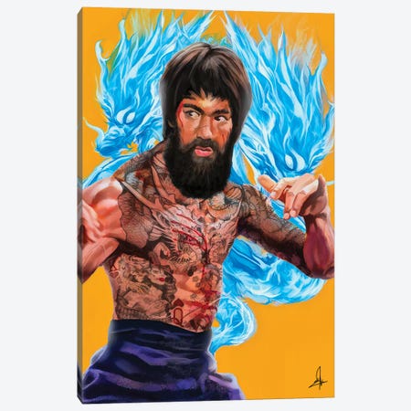 Bruce Lee Beard Canvas Print #RKE6} by El Rokk Canvas Wall Art