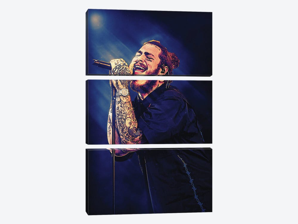 Post Malone Live In Concert by Gunawan RB 3-piece Art Print