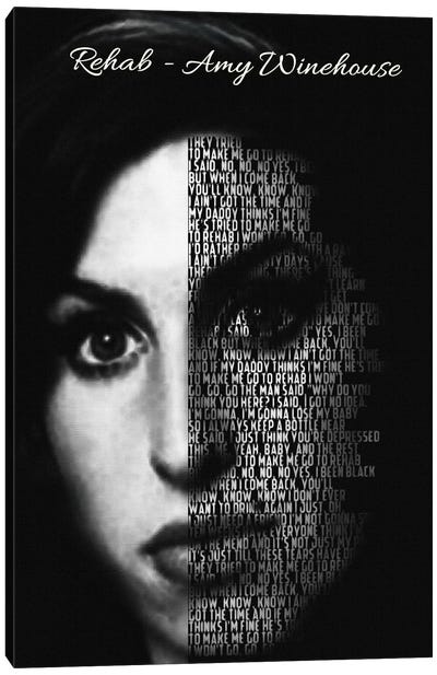 Rehab - Amy Winehouse Canvas Art Print - R&B & Soul Music Art