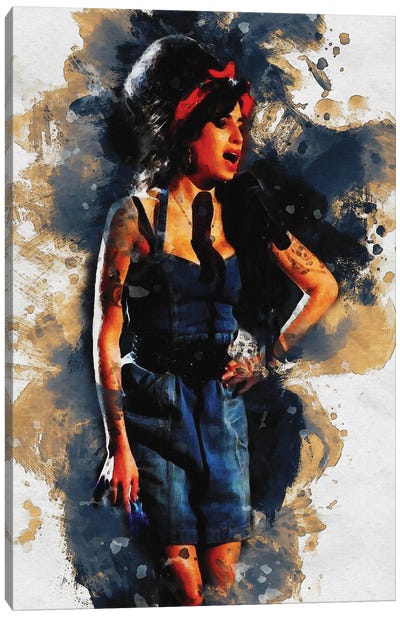 Smudge Amy Winehouse Canvas Art Print - Musical Instrument Art
