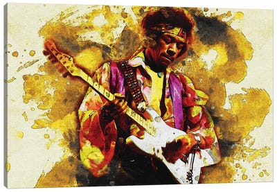 Smudge Jimi Hendrix Canvas Art Print - Guitar Art