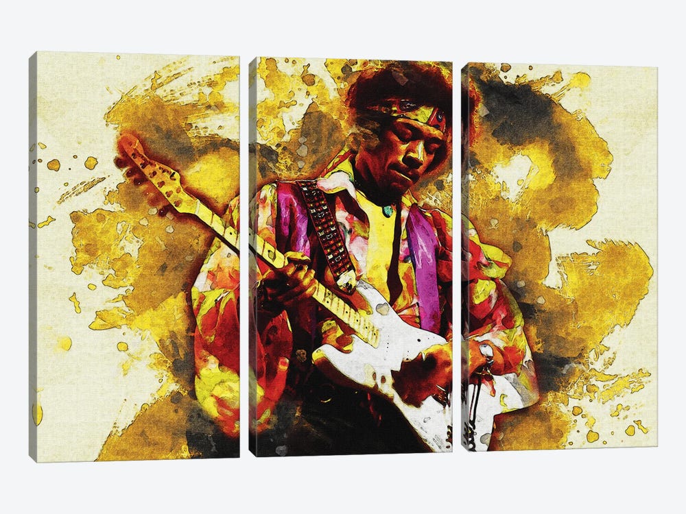 Smudge Jimi Hendrix by Gunawan RB 3-piece Art Print