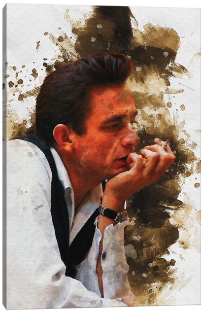 Smudge Of Johnny Cash Canvas Art Print - Johnny Cash