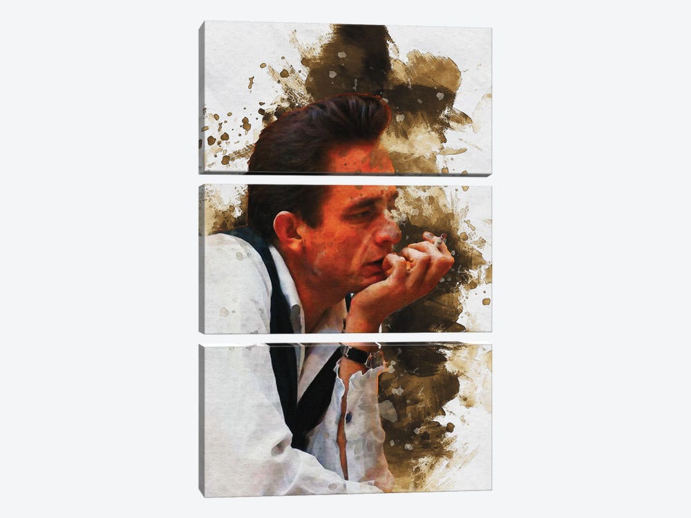 Smudge Of Johnny Cash by Gunawan RB 3-piece Canvas Art