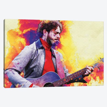 Smudge Post Malone With The Guitar Canvas Print #RKG135} by Gunawan RB Canvas Artwork
