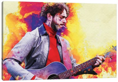 Smudge Post Malone With The Guitar Canvas Art Print - Post Malone