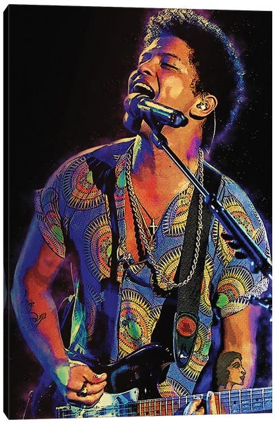 Spirit Of Bruno Mars Concert Canvas Art Print - Microphone Art