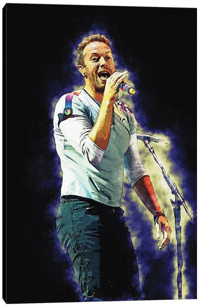 Spirit Of Chris Martin Live Concert Canvas Art Print - Microphone Art
