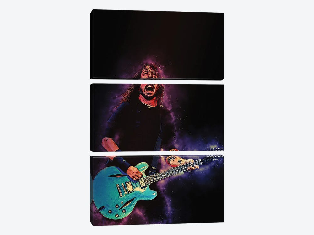 Spirit Of Dave Grohl Foo Fighters by Gunawan RB 3-piece Canvas Art Print