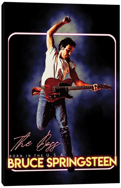 Bruce Springsteen - Born In The USA - The Boss Canvas Art Print - Neon Art