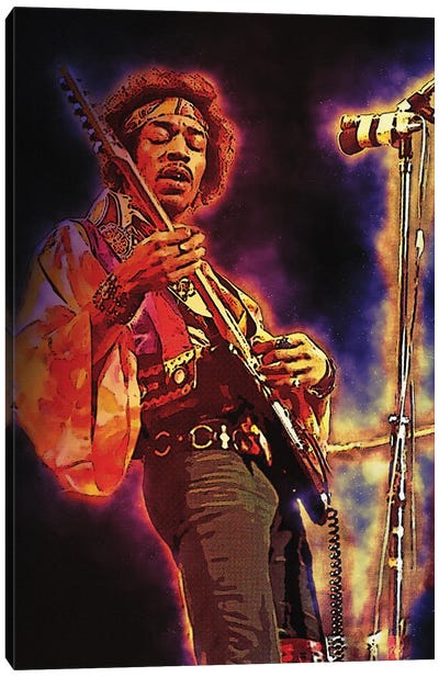 Spirit Of Jimi Hendrix In Concert Canvas Art Print - Microphone Art