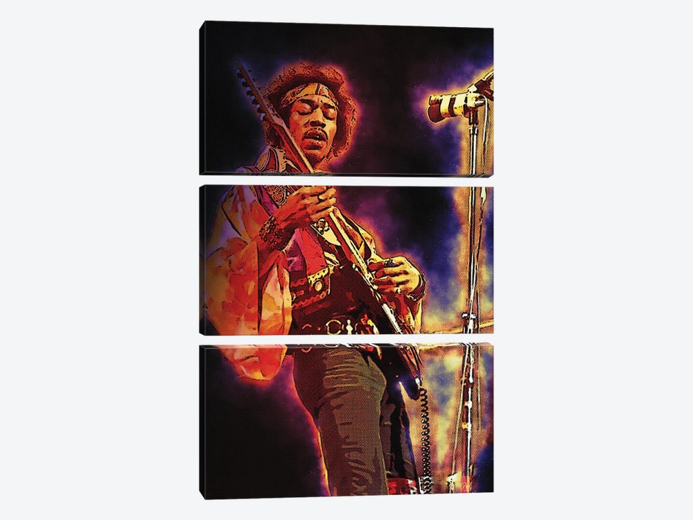 Spirit Of Jimi Hendrix In Concert by Gunawan RB 3-piece Canvas Art
