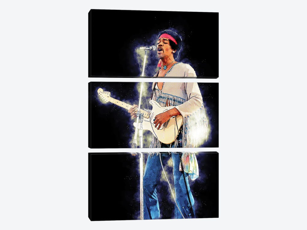 Spirit Of Jimi Hendrix Live Concert by Gunawan RB 3-piece Canvas Art Print