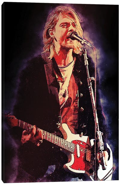 Spirit Of Kurt Cobain - Live And Loud Canvas Art Print - Gunawan RB