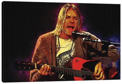 Spirit Of Kurt Cobain Live MTV Unplugged Canvas Art Print - Guitar Art
