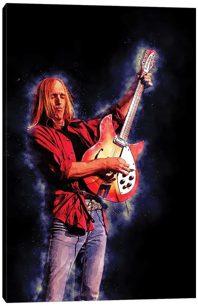 Spirit Of Tom Petty Stands Officially With The Guitar Canvas Art Print - Musical Instrument Art
