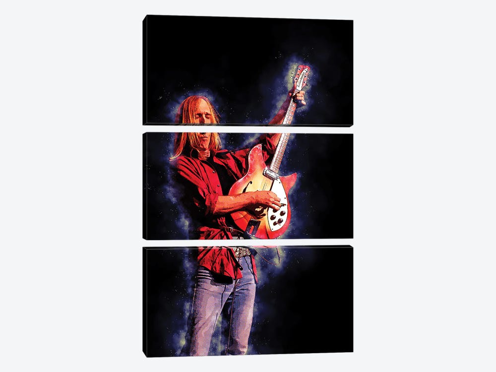 Spirit Of Tom Petty Stands Officially With The Guitar by Gunawan RB 3-piece Canvas Art