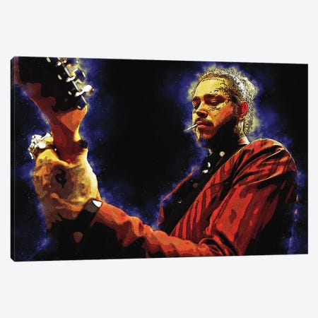Spirit Post Malone And The Guitar Canvas Print #RKG182} by Gunawan RB Canvas Art