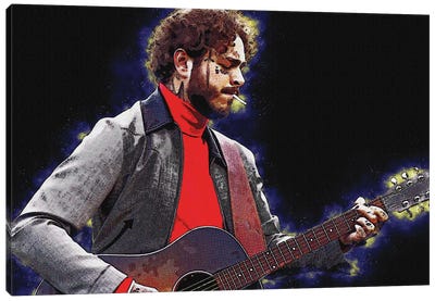 Spirit Post Malone With Guitar Canvas Art Print - Post Malone