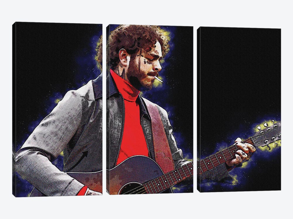 Spirit Post Malone With Guitar by Gunawan RB 3-piece Canvas Print