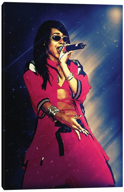 Superstars Aaliyah Canvas Art Print - R&B & Soul Music Art