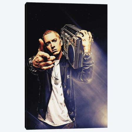 Superstars Eminem Rapper Canvas Print #RKG192} by Gunawan RB Art Print