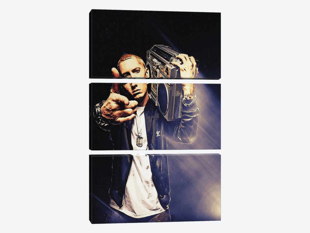 Superstars Eminem Rapper by Gunawan RB 3-piece Canvas Print